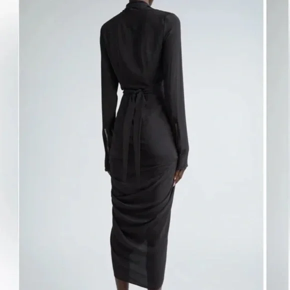 Rick Owens Drape Long Sleeve Wrap Dress Size 40 - Picture 4 of 13